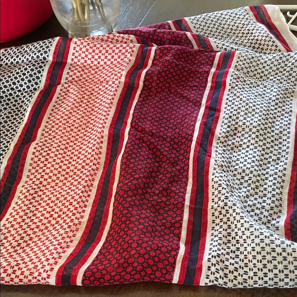 Tommy Hilfiger Navy and Red Polka Dot Scarf